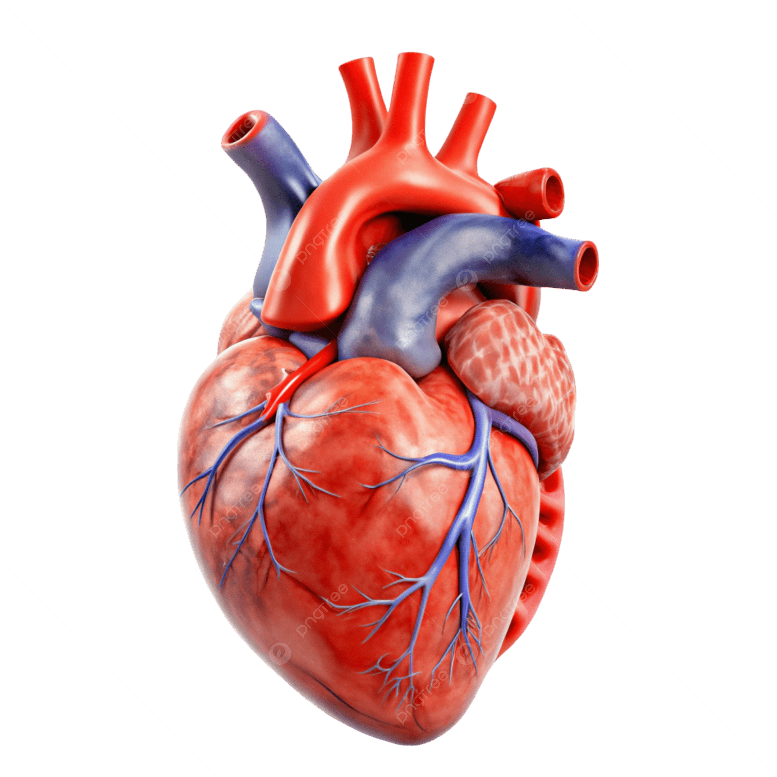 pngtree realistic human heart model with blood vessels png image 18966646